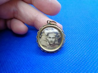 Antique Victorian Rolled Gold Double Photo Locket Pendant Fob