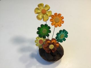 Rare Vintage Wondermold Acrylic/lucite/resin Flowers Kinetic Wire Sculpture 8 "