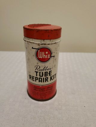Vintage " Whiz " Rubber Tire Tube Repair Patch Kit Tin Can Rare Old Advertising