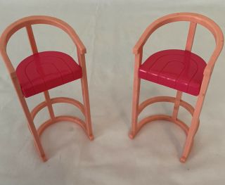 Barbie Doll Kitchen Pink Chair High Bar Stool Home Furniture Dream House Playset