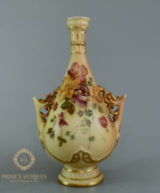 Antique 1898 Royal Worcester Blush Ivory Miniature Vase