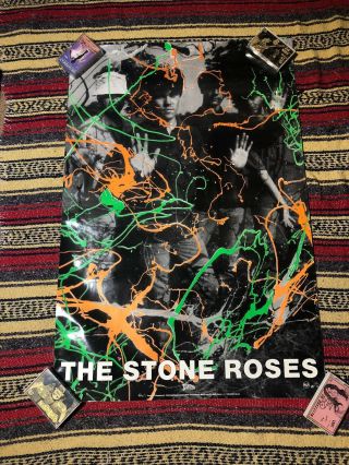 The Stone Roses 1989 Silvertone Promo Poster Vg Rare Roll Creases Vtg Htf