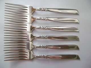 Lovely Set Of 6 Oneida South Seas Pattern Epns Silver Plated Dessert Forks