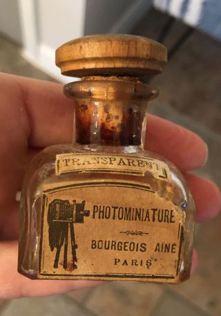 Rare Antique 19th Century French Photo Photography Lacquer Bottle Paris