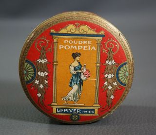 Antique Art Nouveau French L.  T.  Piver Paris Powder Box Poudre Pompeia Cardboard