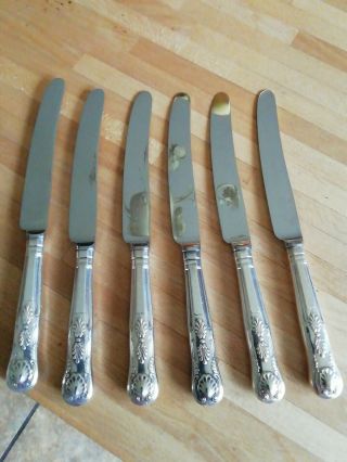 6 Kings Design George Butler & Co Sheffield Silver Service Cutlery Table Knives
