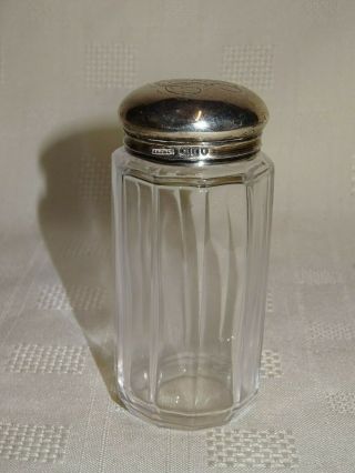 Antique Sterling Silver Top Glass Dressing Table Pot / Jar - London 1906 2