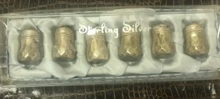 Set Of 6 Solid Sterling Silver Vl Salt And Pepper Shakers