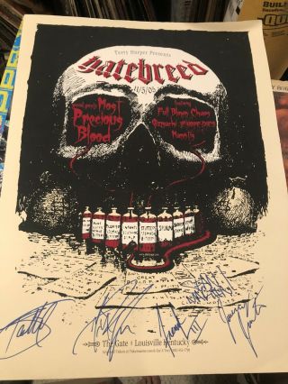 Hatebreed Signed Screen Printed Poster Artist Signed Numbered Rare Group Auto