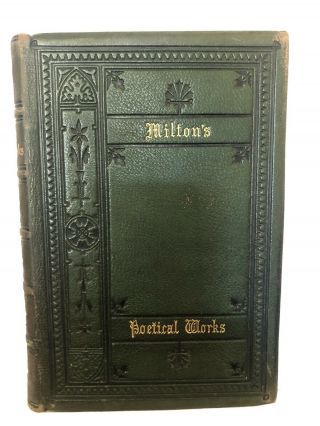 Complete Poetical Of John Milton Antique Green Leather Bound Book C1860’s