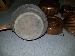 Antique Copper Pan Pot & 4 Food Molds Group 3