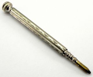 Antique Silver Plated Propelling Pencil With Seal Top.