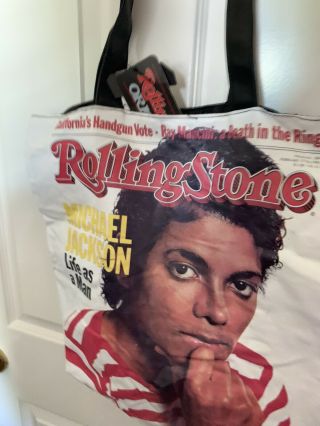 RARE Michael Jackson record player with Rolling Stone tote bag 3