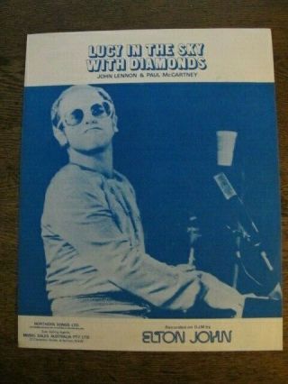 Lucy In The Sky With Diamonds - Elton John - 1975 Sheet Music - Rare Australian