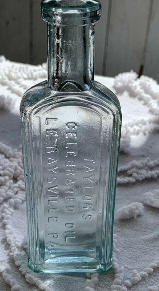 Rare Antique Bottle Taylor’s Oil Pharmacy Leraysville Pa Embossed