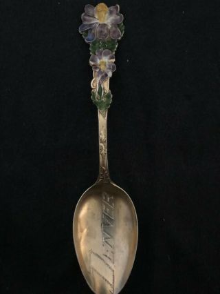 Antique Sterling Silver Enameled Spoon Baker Manchester Bms43 Pattern Denver Co