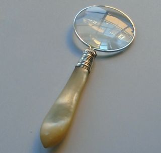 John Biggin Hm Silver Band Mop Handle Magnifying Glass Sheffield 1907