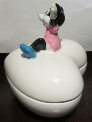 RARE Disney Minnie Mouse Jewelry Trinket Box Ceramic Porcelain Figure Figurine 2