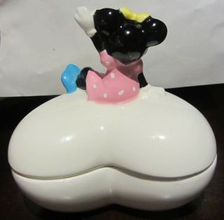 RARE Disney Minnie Mouse Jewelry Trinket Box Ceramic Porcelain Figure Figurine 3