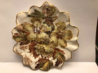 Antique Brown Westhead Moore Potters To Her Majesty Floral & Gold Gilded Plate