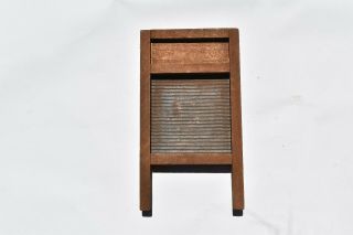 Antique/primitive Small Tin And Wood Washboard Toy