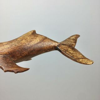 Wooden Hand Carved Humpback Whale Sculpture Decor Whittled Art 2
