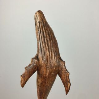 Wooden Hand Carved Humpback Whale Sculpture Decor Whittled Art 3