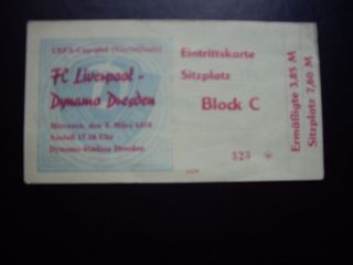 Rare Dynamo Dresden V Liverpool 1/4 Final Uefa Cup 1975/76 Match Ticket