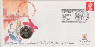 Gb Stamps First Day Cover 1989 Bill Of Rights With £2 Coin Rare