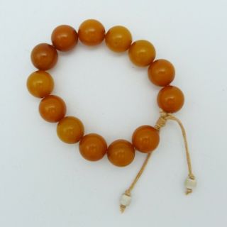 Antique Chinese Butterscotch Amber Style Beads Bracelet