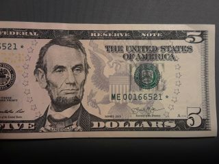 2013.  $5 Star Bill.  Uncirculated.  Low Number.  Rare