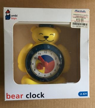 Rare Vintage Ambi Toys Bear Clock 1996 Open Box