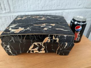 Art Deco Style Large Jewellery Box.  Lacquered Marble Look.  Stunning.  Hinged Lid.