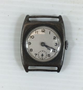 Antique Sterling Silver Cased Wrist Watch 15 Jewels A/p 2cm Face Diameter