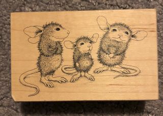 Rare Htf House Mouse Stampa Rosa “family Portrait” Amanda,  Monica & Mudpie
