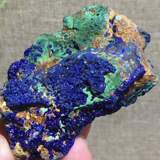 Rare Natural Blue Azurite Crystal And Green Malachite Mineral Sample K40