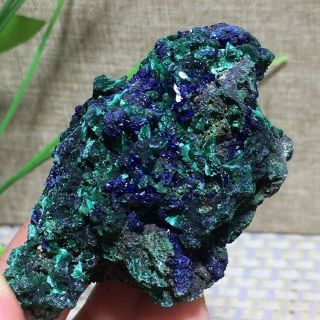 Rare Natural Blue Azurite Crystal And Green Malachite Mineral Sample 60g K42