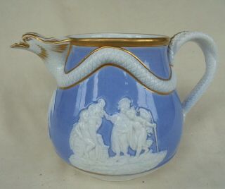 Antique Relief Moulded Classical Jug With Serpent Handle