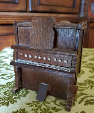 Vintage Dollhouse Miniature Wooden Wind Up Player Piano -