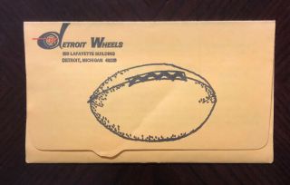 Rare 1974 Wfl World Football League Detroit Wheels Season Ticket Envelope
