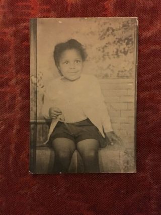 Antique Photo African American Cute Little Girl Photo Booth Black Americana