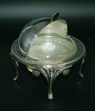 Antique Silver Plated Roll Top Caviar ? Butter Dish