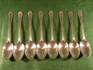 Set Of 8 Antique Silver Plated Dessert Spoons Elkington & Co Victorian 19th C