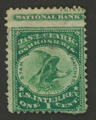 Us Scott Ro62,  1 Cent Jas.  L.  Clark Revenue W/ Rare 