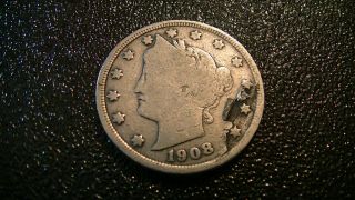 1908 Liberty Head V Nickel Lamination Flaw Error Antique American Coin Us