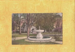 Ct Ridgefield 1934 Antique Postcard Cass Gilbert Fountain & House Conn To Nj