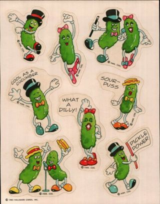 Rare Vintage Sheet Hallmark Scratch & Sniff Stickers Dill Pickles