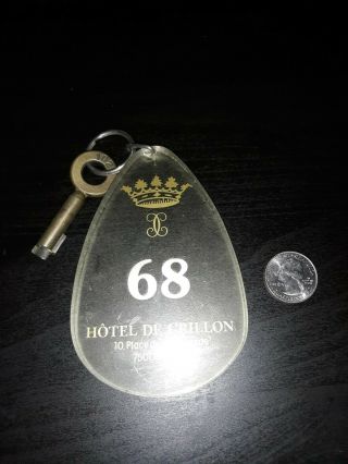 Rare Vintage Hotel De Crillon 10 Place De La Concorde Paris Key Room 68