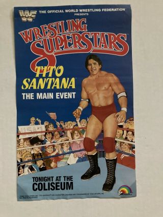 Wwe Wwf Ljn Wrestling Superstars Poster Tito Santana Rare Hasbro