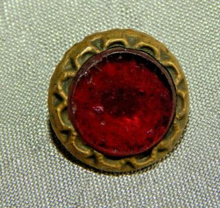 Antique Waistcoat Button Red Glass Apx:1/2 " 318 - A